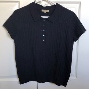 Burberry cashmere cable knit polo Navy L